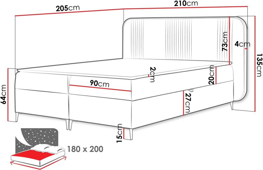 Облечено легло Fandy-Мауро-180 x 200