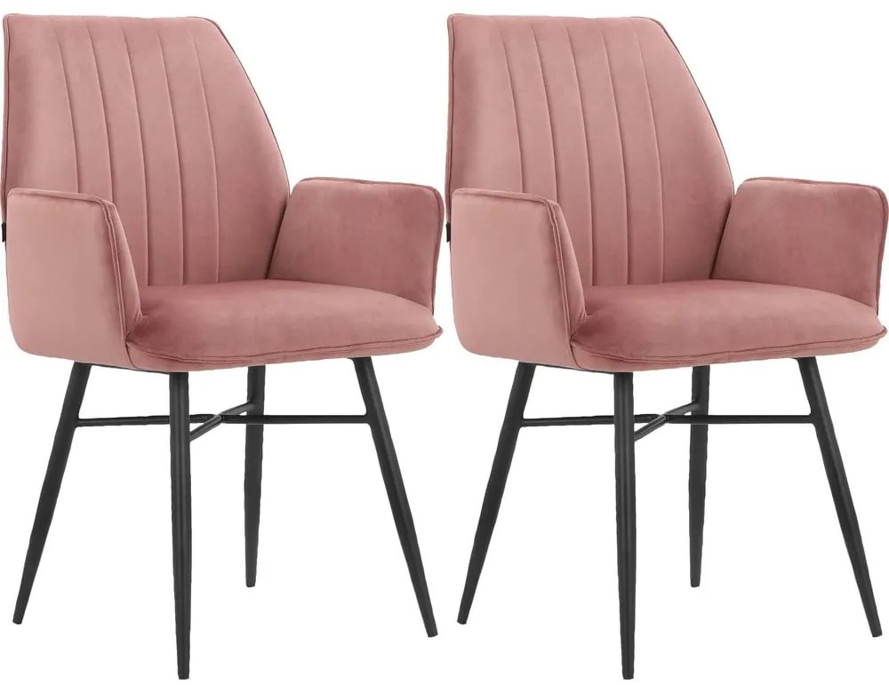 Светлорозови тапицирани трапезни столове в комплект 2 бр. Anzo – Støraa