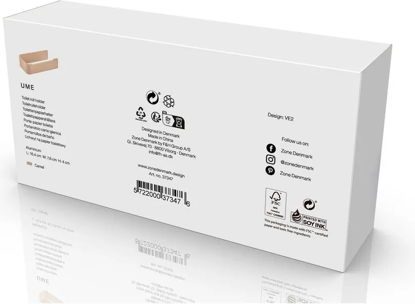 Бежов стенен метален държач за тоалетна хартия Ume – Zone