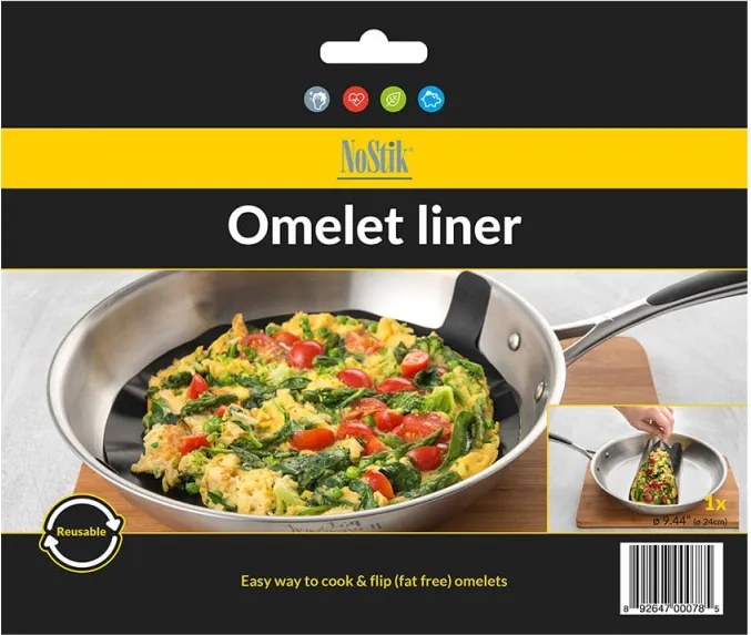 Подложка за тиган NoStik DDD430, Диаметър 24 см, За омлет, Незалепващо покритие, Многократна употреба, Черен