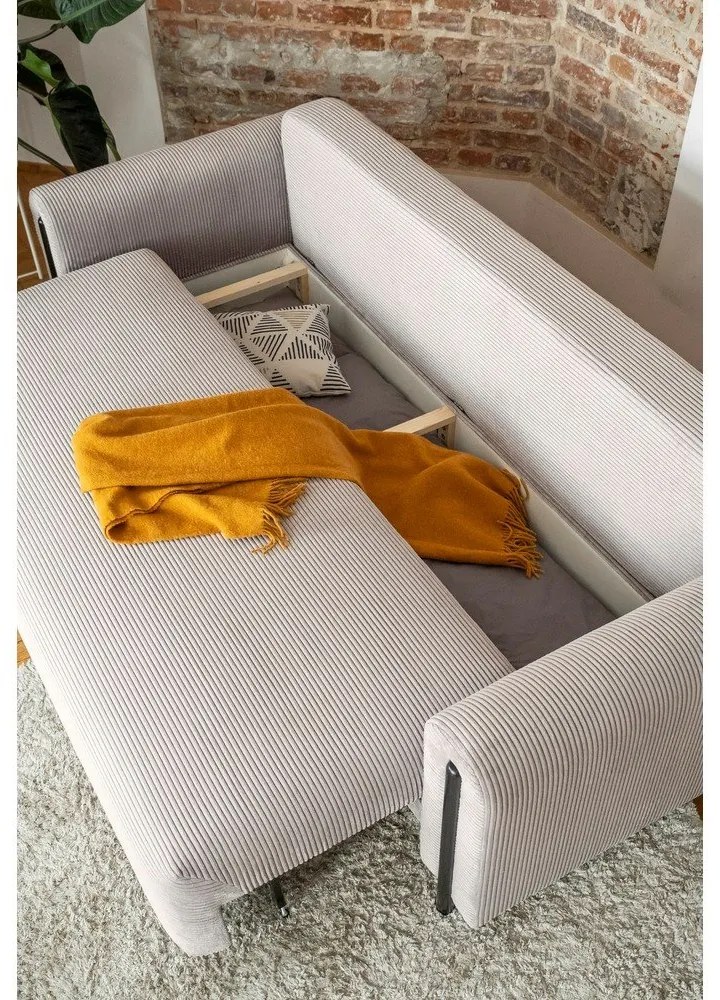 Бежов сгъваем/с място за съхранение диван от рипсено кадифе 244 cm Arcadova – ELTAP