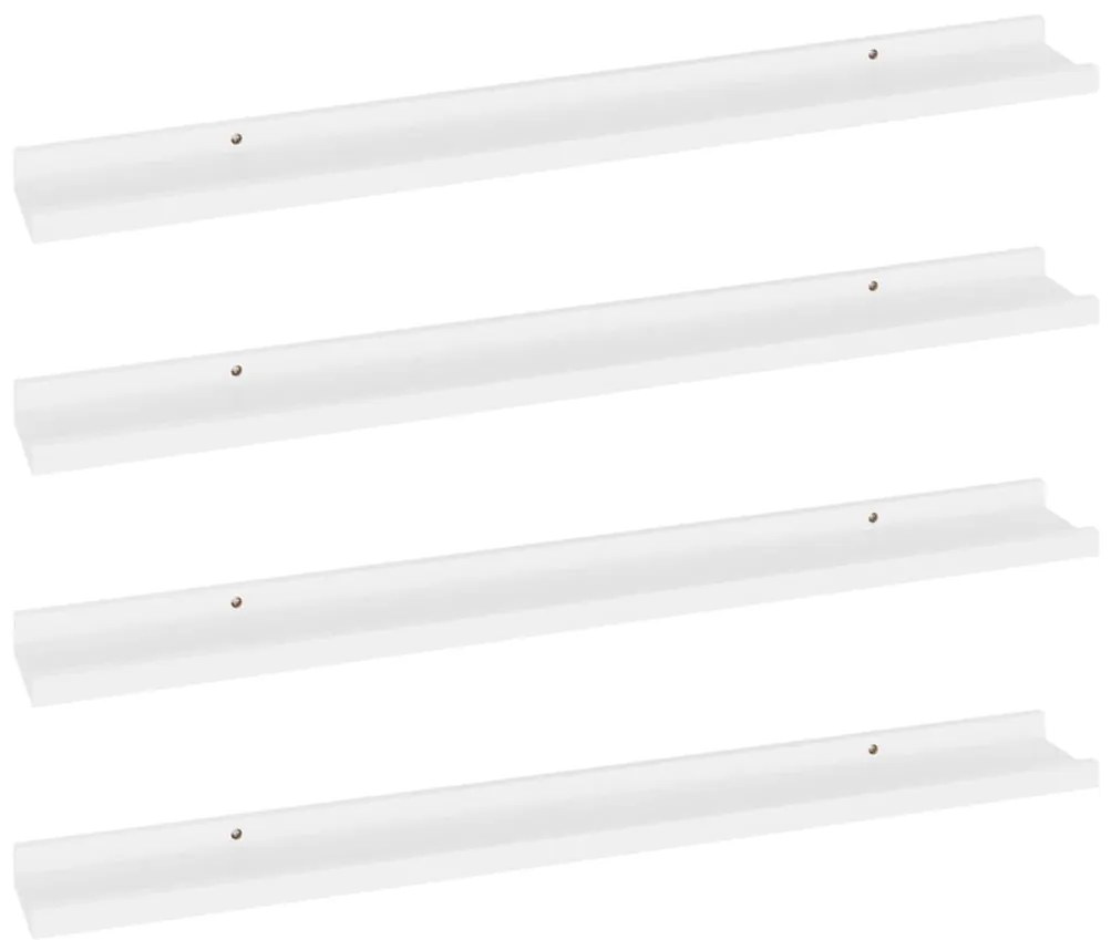 326662 vidaXL Стенни рафтове, 4 бр, бели, 80x9x3 см
