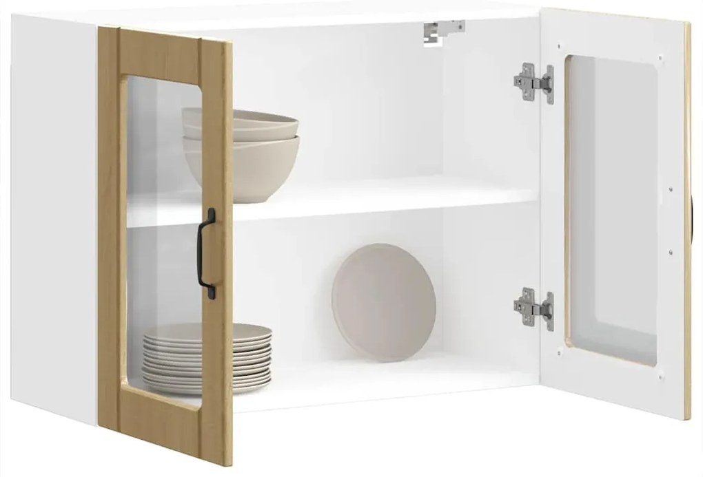 853850 vidaXL Кухненски стенен шкаф със стъклена врата "Lucca" дъб сонома, инженерно дърво