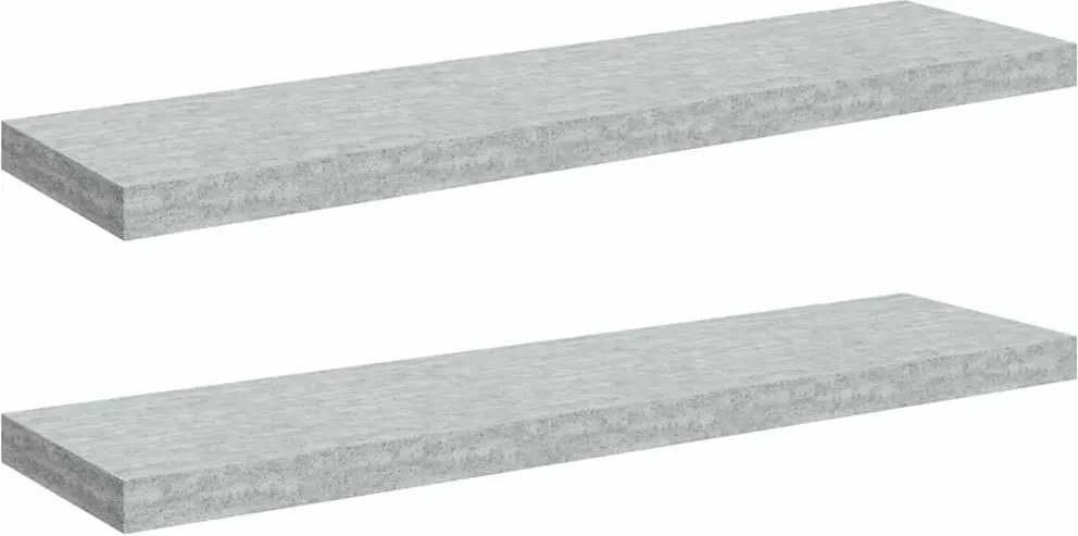 326604 vidaXL Окачени стенни рафтове 2 бр бетонно сиви 90x23,5x3,8 см МДФ