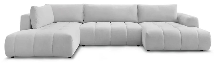 Светлосив сгъваем/с място за съхранение ъглов диван (ляв ъгъл/U форма) Fuji – Bobochic Paris