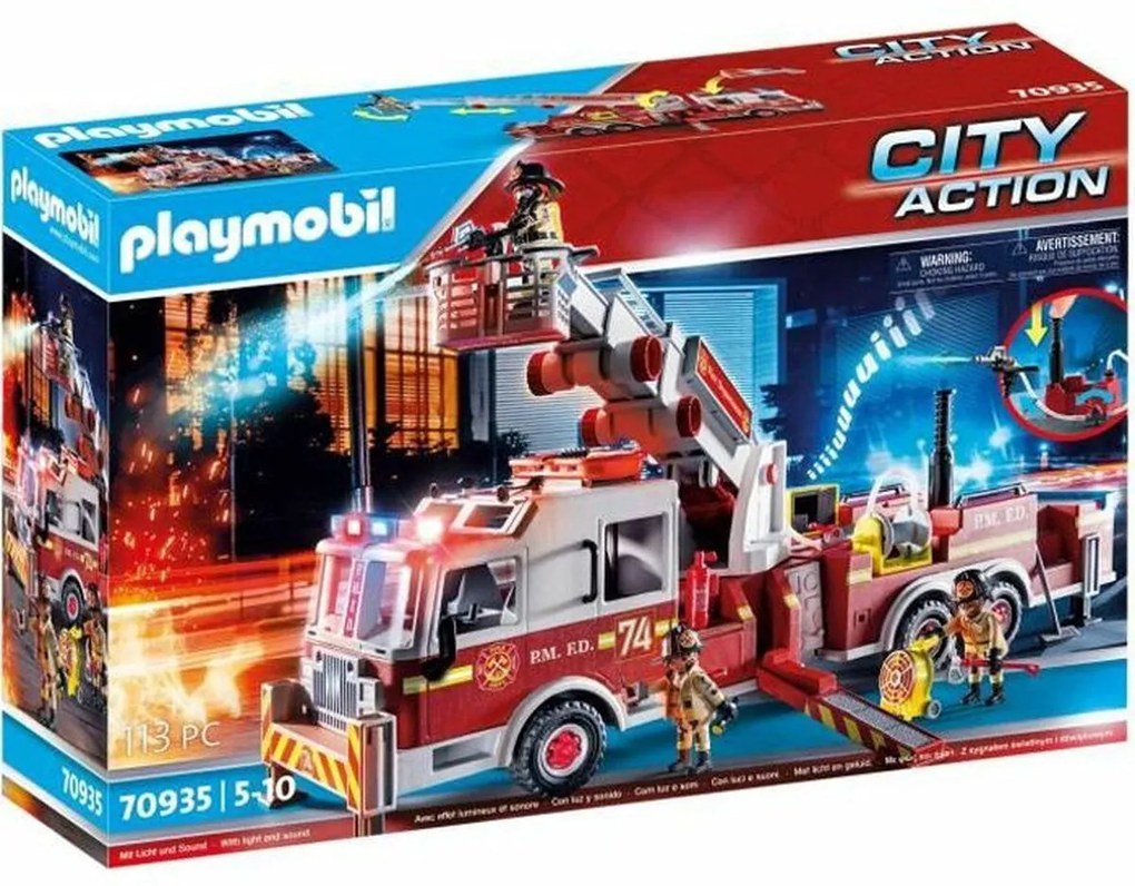 Игра Комплект Превозни Средства   Playmobil Fire Truck with Ladder 70935         113 Части