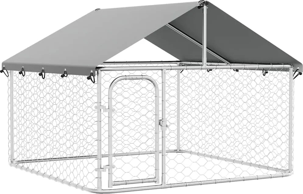 171498 vidaXL Дворна клетка за кучета с покрив, 200x200x150 см