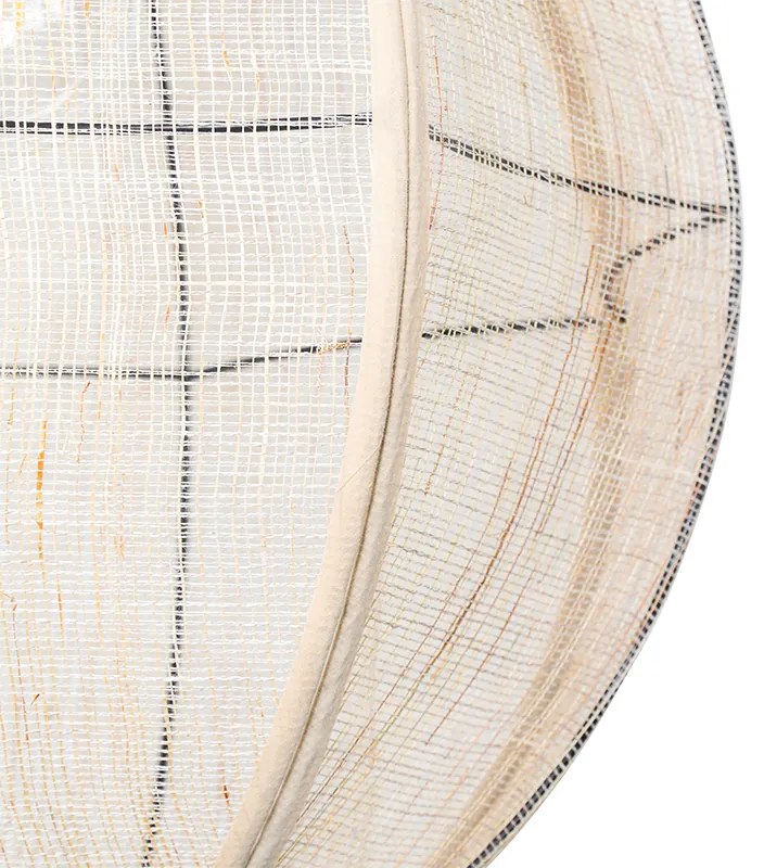 Ориенталска висяща лампа кафяв плат 46 см - Rob