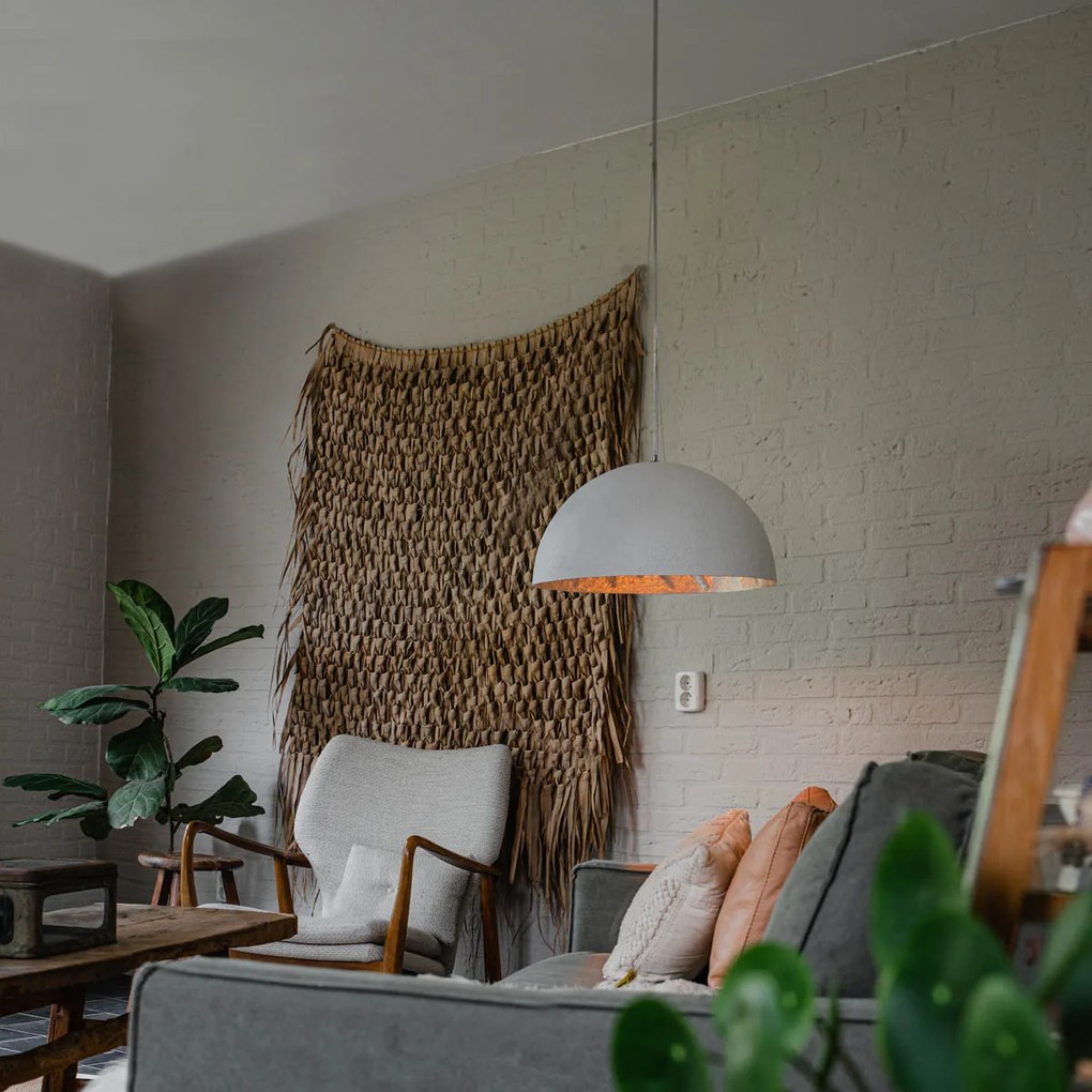 Модерен висящ лампион бял със сребро 50 см - Magna