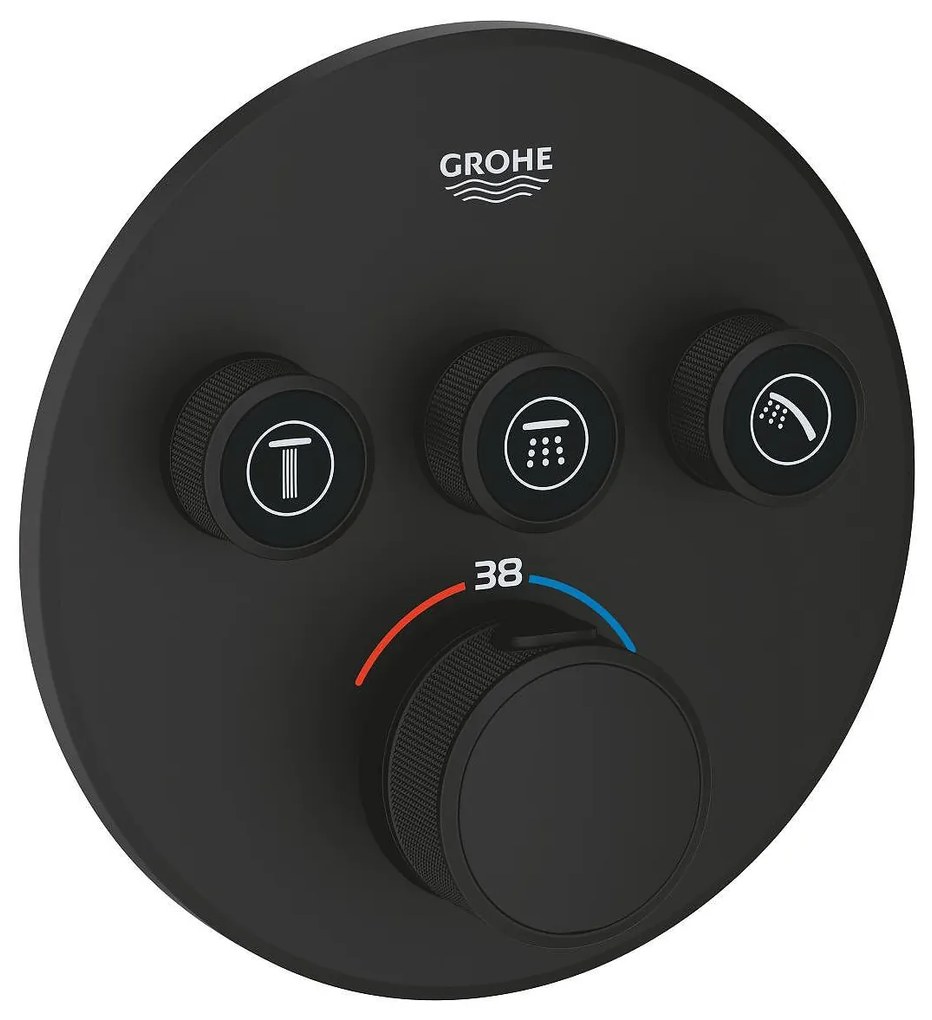 Термостат 29508KF0 Grohtherm SmartControl, Grohe, за вграждане с 3 извода, платинено черен