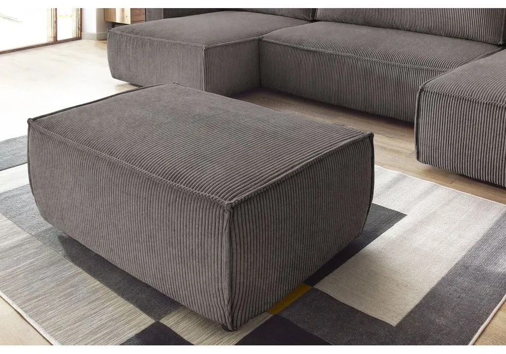 Кафяво-сива табуретка от рипсено кадифе Nihad – Bobochic Paris