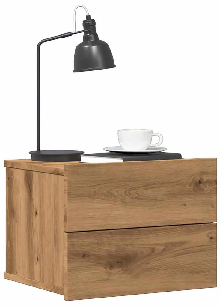 855946 vidaXL Нощно шкафче за стенен монтаж, дъб артизан, 40x32x30 см