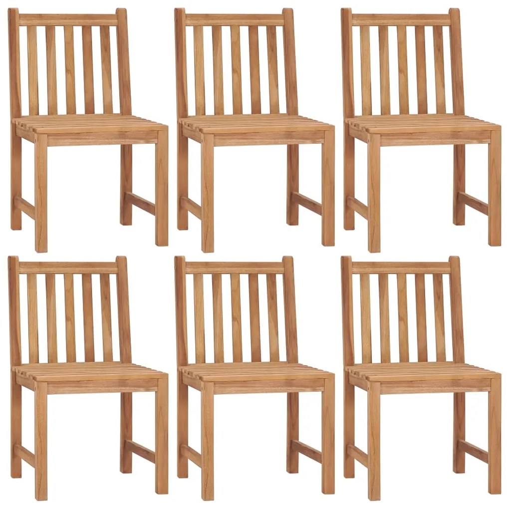 3073134 vidaXL Градински столове, 6 бр, с възглавници, тиково дърво масив