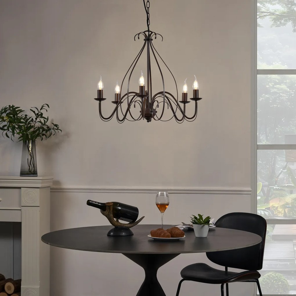 Класически полилей ръждивокафяв 5 светлини - Giuseppe