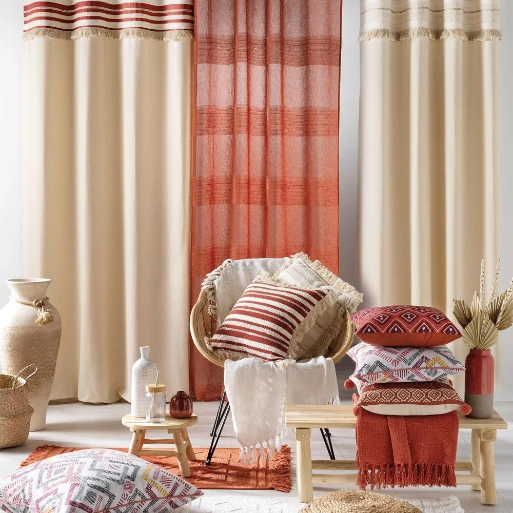 Памучно перде в тухлен и естествен цвят 140x240 cm Atlas – douceur d'intérieur