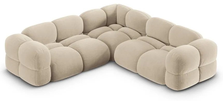Бежов кадифен ъглов диван Loretto – Cosmopolitan Design