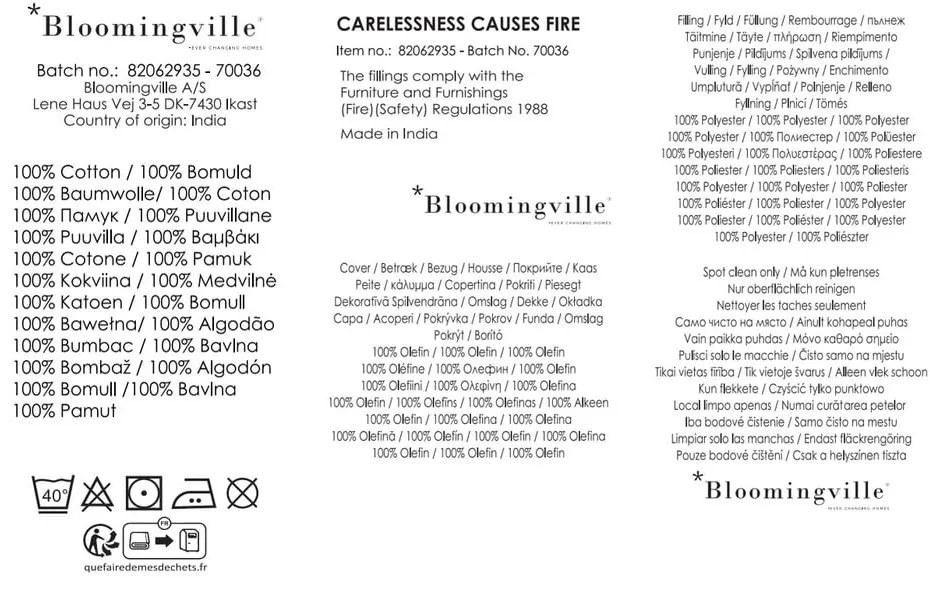 Памучна декоративна възглавница 40x60 cm Lane – Bloomingville