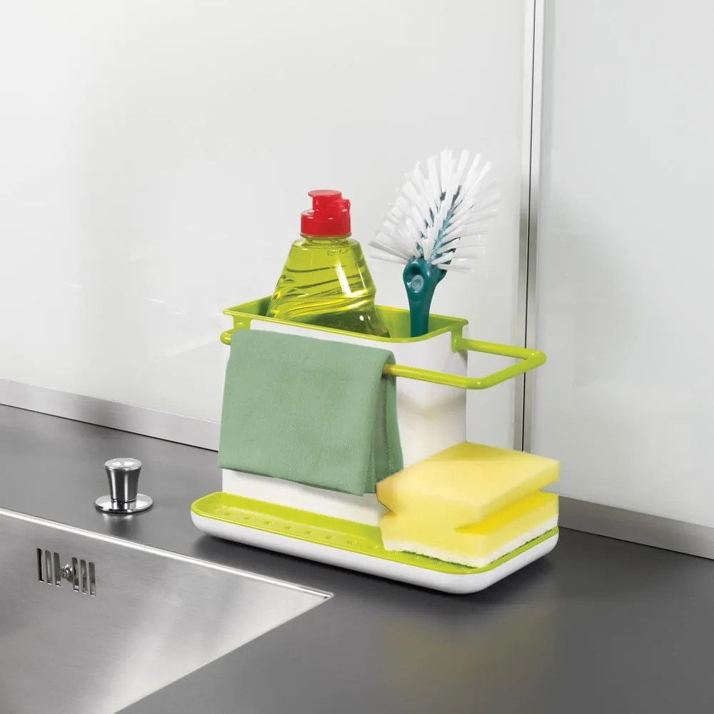 Бяла и зелена кухненска стойка за перилни препарати Caddy Sink Tidy - Joseph Joseph