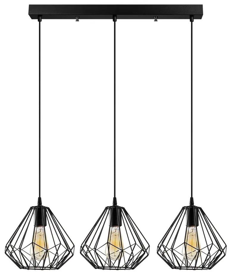 Черно висящо осветително тяло с метален абажур Diamond – Opviq lights