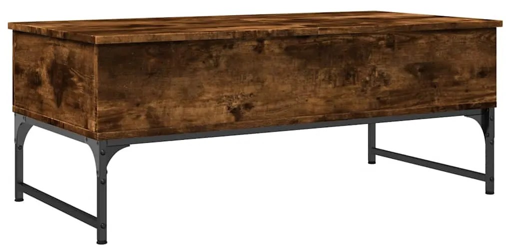845378 vidaXL Кафе маса, опушен дъб, 100x50x40 см, инженерно дърво и метал