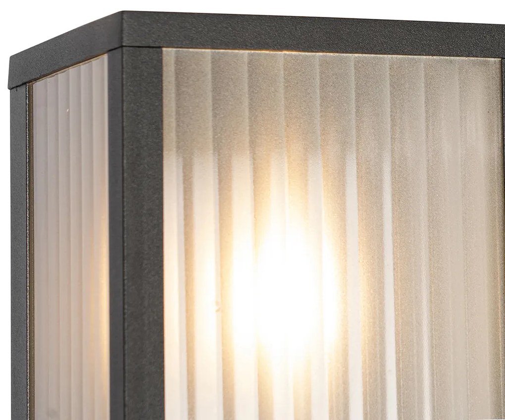 Интелигентна външна стенна лампа черна с оребрено стъкло, включваща WiFi A60 - Charlois