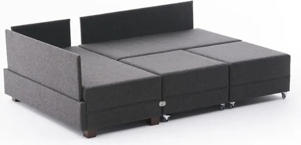 Антрацитен ъглов разтегателен диван (ляв ъгъл) Fly – Balcab Home