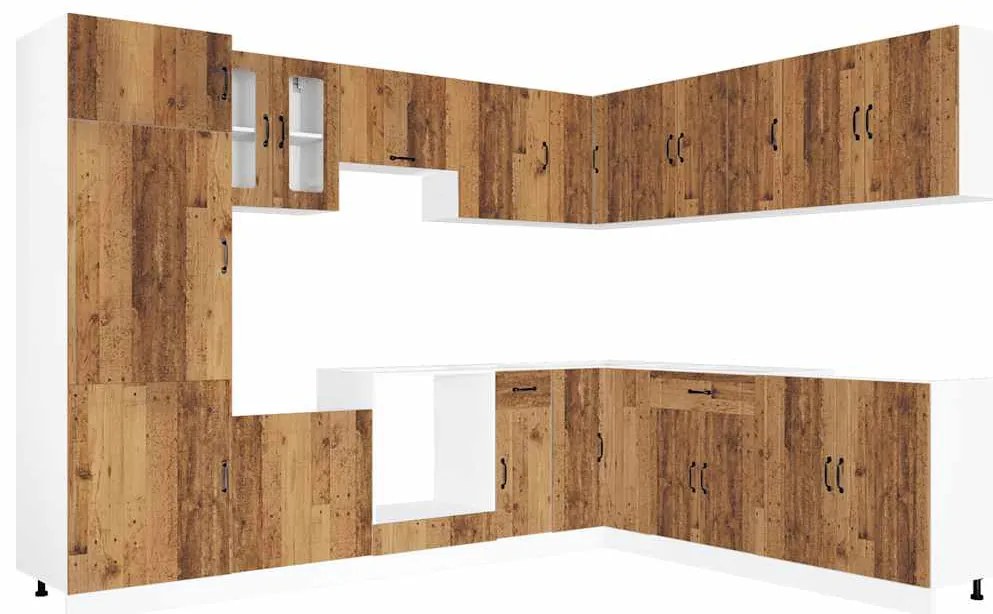 3314989 vidaXL Комплект кухненски шкафове от 14 части Lucca, инженерно дърво