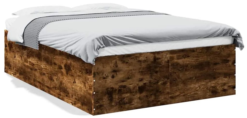 3280934 vidaXL Рамка за легло, опушен дъб, 120x200 см, инженерно дърво