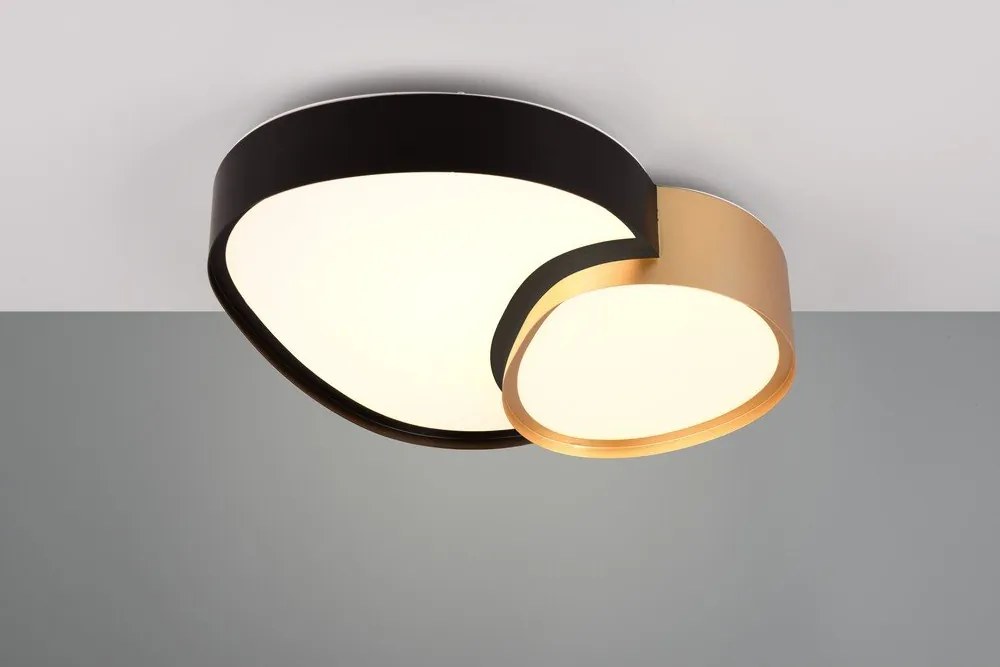 Светодиодна лампа за таван в черно и златно 36x43,5 cm Rise - Trio