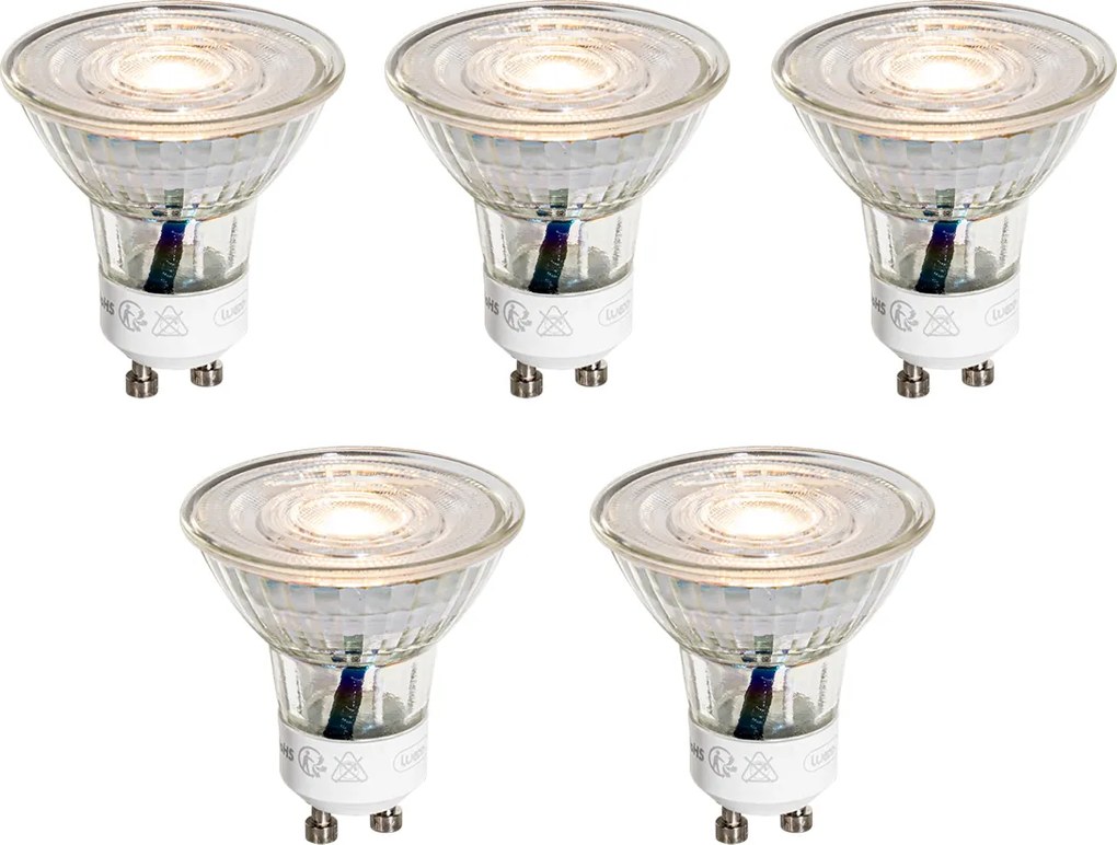 Комплект от 5 GU10 50мм прозрачни LED крушки 4.9W 450 lm 3000K