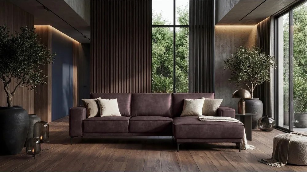 Тъмнокафяв ъглов диван от изкуствена кожа (десен ъгъл) Copenhagen - Scandic