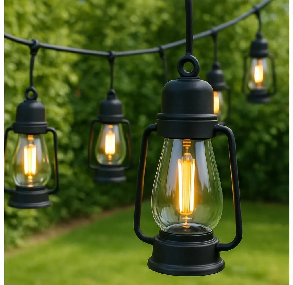 Външна декоративна гирлянда GIRLANDA с 10 LED, 10 m, IP44, топло бяла