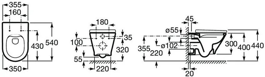 Висяща тоалетна Roca the Gap Round Rimless