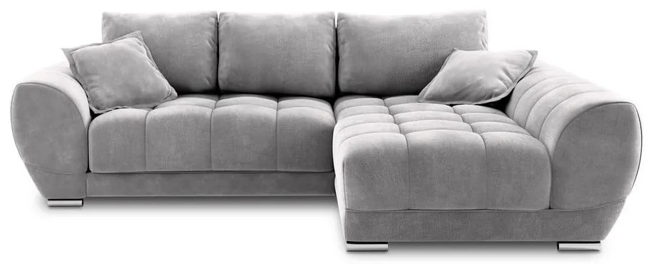 Светлосив ъглов диван с кадифена тапицерия , десен ъгъл Nuage - Windsor &amp; Co Sofas