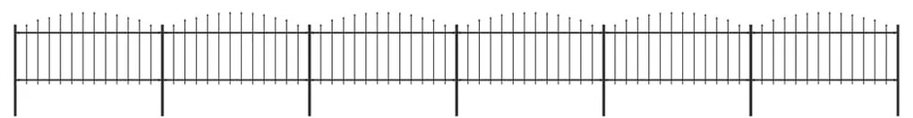 Sonata Градинска ограда с пики, стомана, (0,5-0,75)x10,2 м, черна