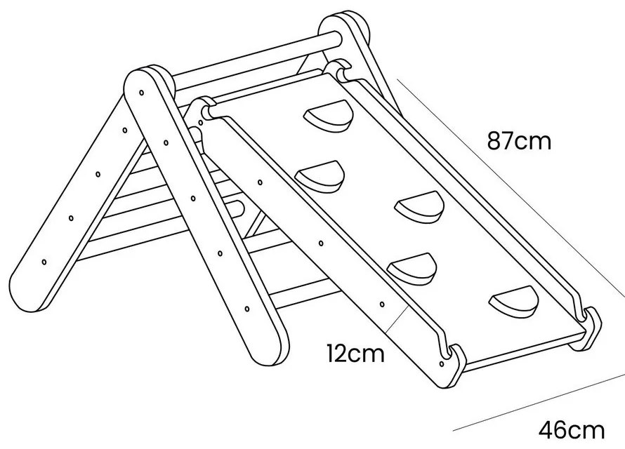 Сив пиклер триъгълник от масивен бор 46x87x60 cm Montessori – Meowbaby