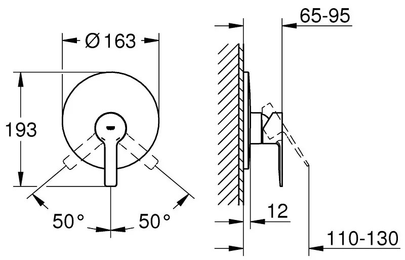 Exterior parts of Душ faucet Grohe Lineare New-16,3 x 19,3-Glossy silver