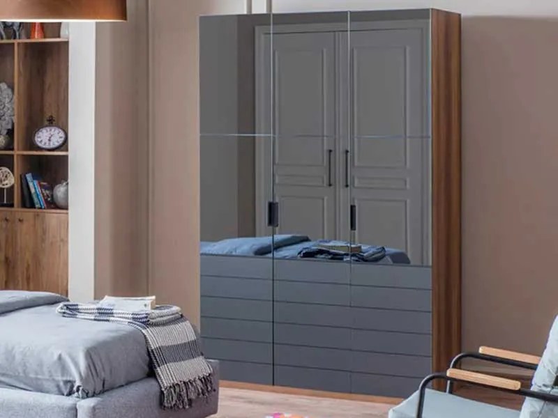 гардероб с три врати ZETT2MDF 134 сиво