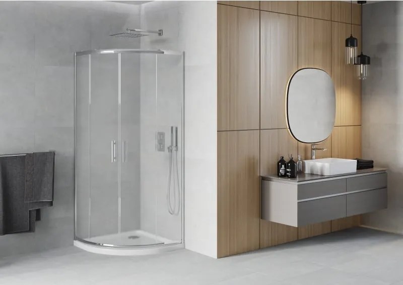 Mexen Rio кръгла душ кабина 80 x 80 см, мразовито стъкло, хром + подложка Flat,