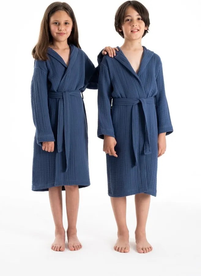 Тъмносиня муселинова детска хавлия размер 5-6 години Muslin – Foutastic