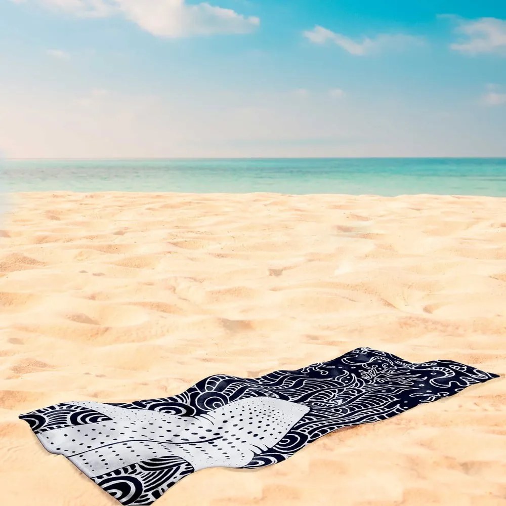 Тъмносиня плажна кърпа 90x180 cm Shark - DecoKing