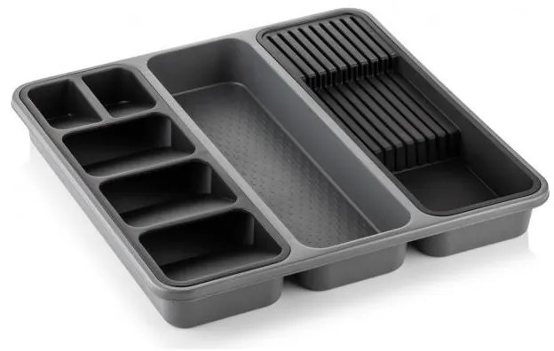 Horecano - Пластмасов органайзер за прибори за прибори и ножове 40x40xh5,1см антрацит / черно HOME-(BNM-0490-AB)