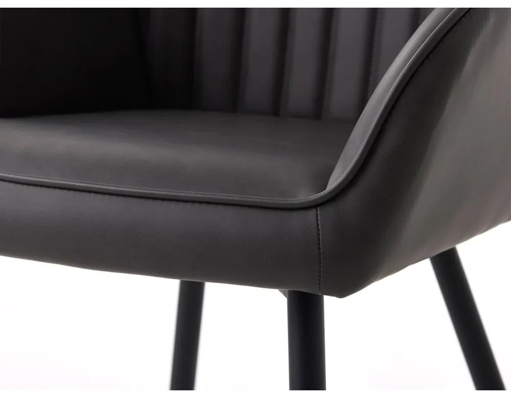 Тъмносиви тапицирани трапезни столове в комплект с подлакътници 2 бр. Nolan Stripe – Unique Furniture