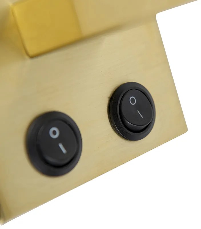 Модерна стенна лампа месинг с абажур черен кадифе - Brescia