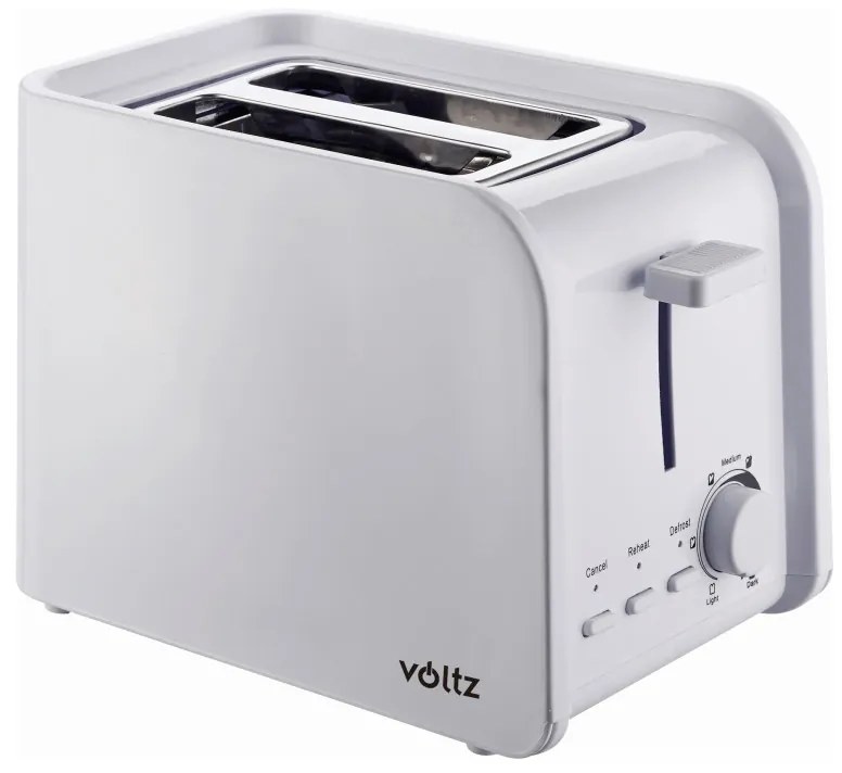 Тостер Voltz V51440E, 750W, 2 филии, 7 степени, Тава за трохи, Бял