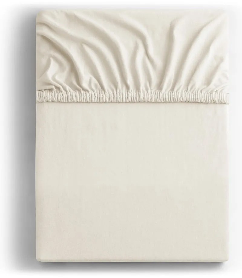 Бяло-кремав еластичен чаршаф от джърси 240x200 cm Amber – Restilo