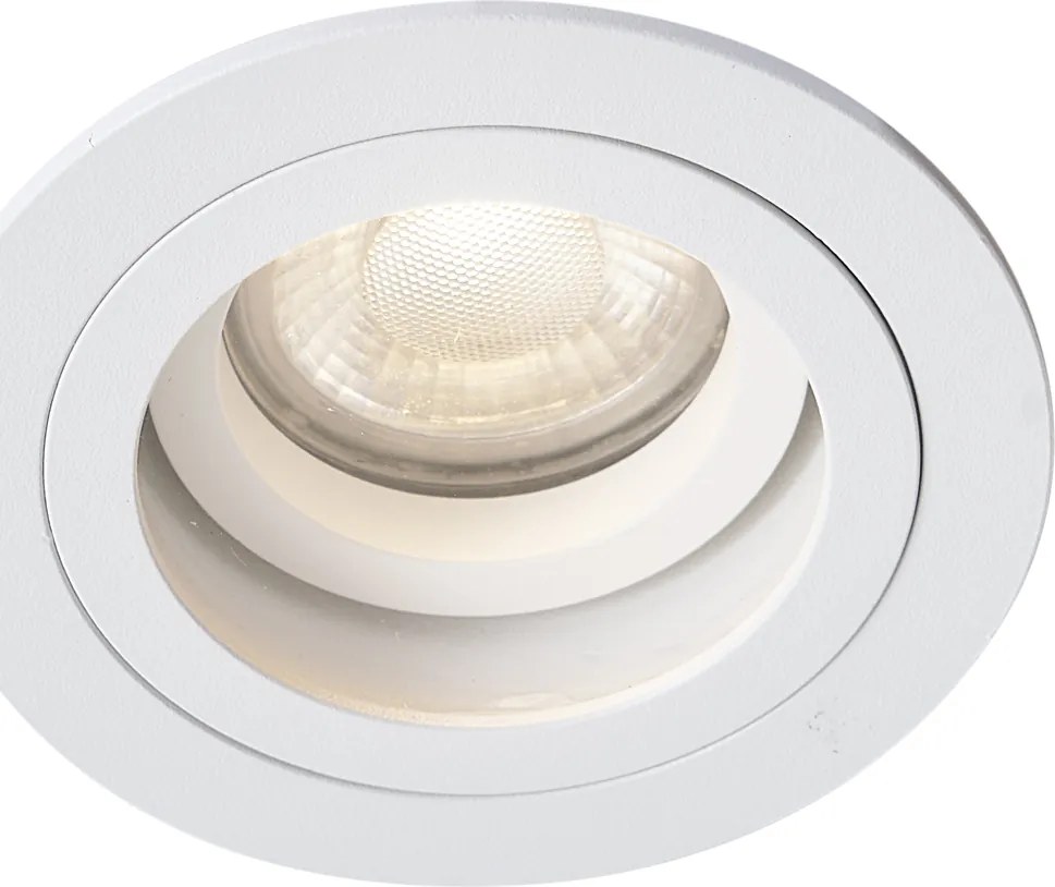 Комплект от 6 модерни вградени спота бели, въртящи се и накланящи се IP44 - Chuck