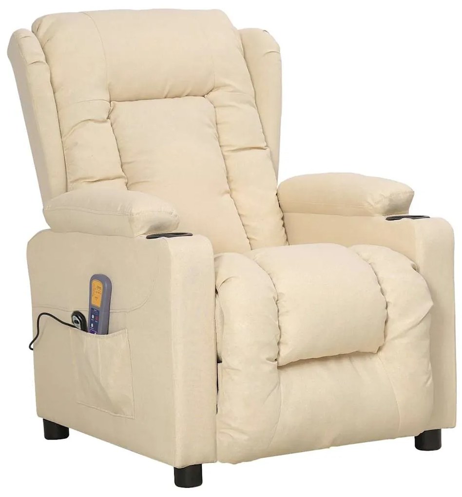 3093442 vidaXL Изправящ масажен стол, кремав, текстил