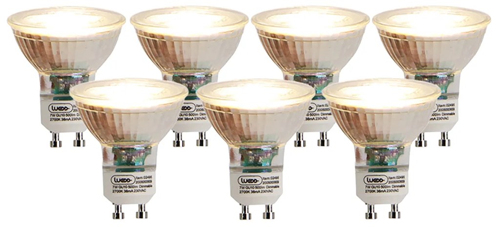 Комплект от 7 GU10 димируеми LED крушки 7W 500lm 2700K