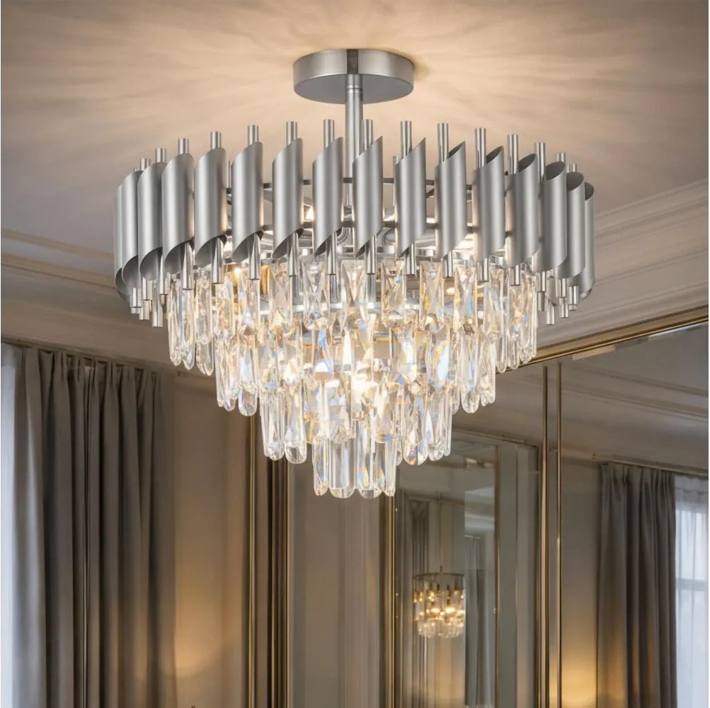 Brilagi - Плафон ECLIPSE 7xE14/10W/230V диаметър 48 см сребрист